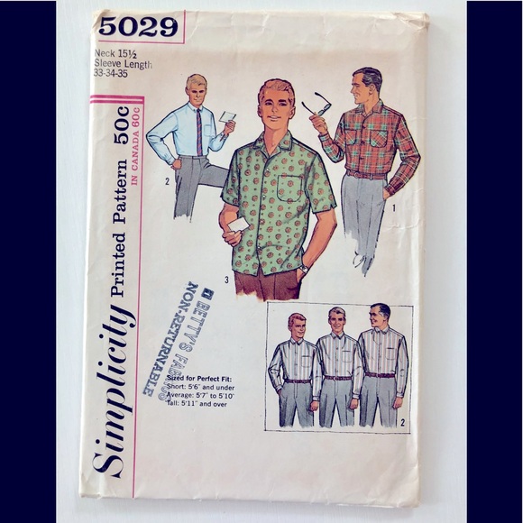 TG 70s Sewing pattern for men’s shirt size 40 chest medium - Picture 14 of 15